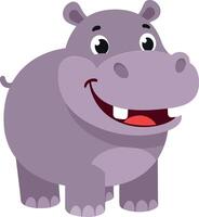 Happy cartoon hippopotamus smiling in a playful flat design illustration vector