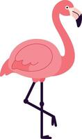 Pink flamingo standing on one leg in a minimal flat design illustration vector