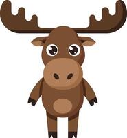 Cute cartoon moose character in flat design style, smiling and standing upright, art vector