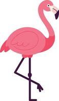 Pink flamingo standing gracefully on one leg in a flat design illustration vector