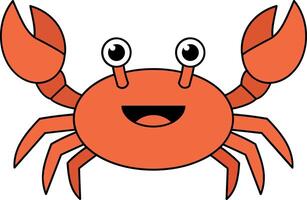Cheerful orange crab character with big eyes in a flat illustration style vector