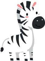 Cute cartoon zebra character in a minimal design style with playful expression and vibrant colors in art vector