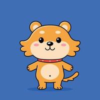 Cute cartoon dog character with playful expression in flat art style vector