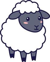 Cute sheep character with fluffy wool in a minimal flat design illustration vector