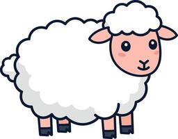 Cute fluffy sheep standing playfully in a minimal style illustration vector