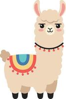 Cute llama character in a flat design style with colorful accessories in art vector