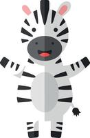 Cheerful cartoon zebra with a big smile in flat art style vector