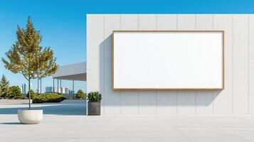 A large white sign is on a wall photo