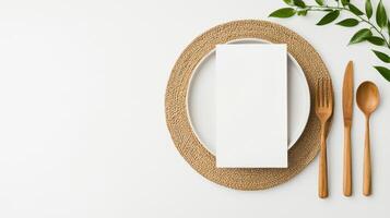 A minimal white plate with a fork and spoon on it photo
