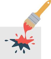 A paintbrush splashing vibrant red paint onto a dark star shape in a minimal and playful design style, showcasing dynamic creativity in art vector