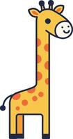 Cheerful yellow giraffe with playful spots in minimal illustration style vector