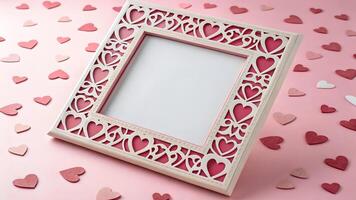 Valentines Day Pink Frame with Hearts photo