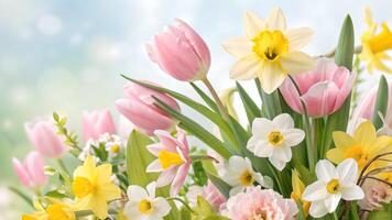 Spring Bouquet of Tulips and Daffodils photo