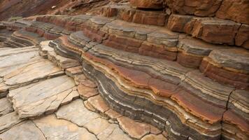 Layered Rock Formations Natural Patterns, Textures, and Geological Strata Close Up View photo