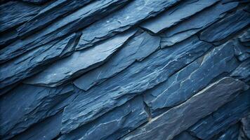 Dark Blue Slate Rock Texture with Cracked Layers for Nature and Design Projects photo