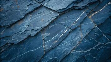 Dark Blue Layered Slate Stone Texture, Natural Rock Formation, Rugged Surface, Geology and Abstract Design photo