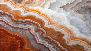 Crystallized Minerals Close Up Showing Stunning Patterns Textures in Orange White and Gray photo