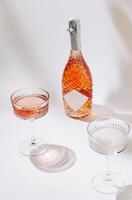 Celebrating with sparkling drinks in elegant glasses photo