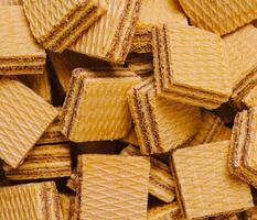 Crunchy layered wafers stacked together in a sweet treat display photo