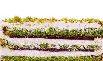 Colorful layered dessert showcasing vibrant green and white textures photo