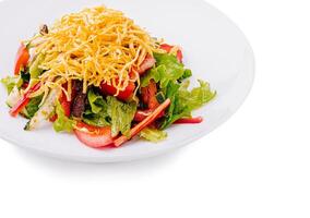 Fresh garden salad with cheese and colorful vegetables for lunch photo