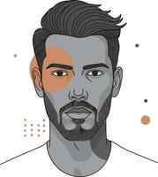 Male portrait with stylish hair featuring minimalistic lines and geometric shapes in muted tones, showcasing modern art vector
