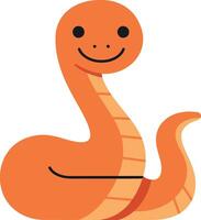 Cute orange snake character in flat design style smiling and coiling in illustration vector