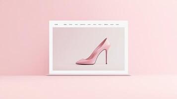 A pink high heel shoe on a pink background photo