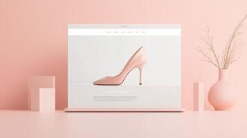 A laptop with a pink shoe on it photo