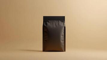 Black packaging mockup on a beige background photo