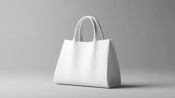 White shopping bag on grey background 3d render photo