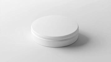White container with lid on a plain surface photo