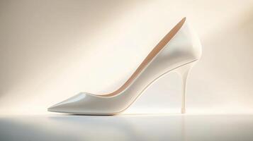 A white high heel shoe on a white background photo