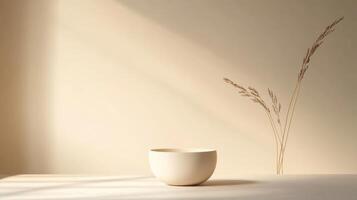 A cup sitting on a table with grass in the background photo