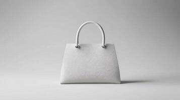 A white bag with handles on a gray surface photo