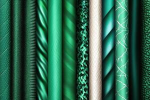 Deep emerald green fashion moodboard showcasing luxurious textures and artistic botanical patterns in rich jewel tones with atmospheric moody lighting photo
