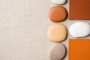 Textures and Colors of Natural and Synthetic Materials Displayed for Design Inspiration in Neutral Tones photo
