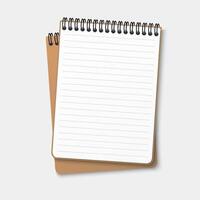 Linear notebook with a horizontal spring coil lies on top of another notebook. Notepad with a lined white sheet. illustration isolated on white background vector