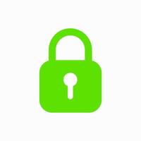 Green padlock symbol isolated on a white background. Ideal for security, protection, or digital privacy concepts. vector