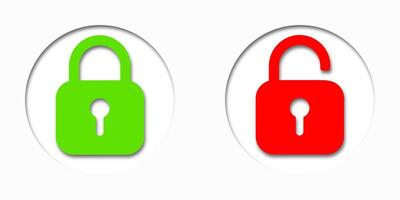 Lock icons featuring open and closed padlock symbols. Represents safety and security, perfect for privacy or technology themes. vector