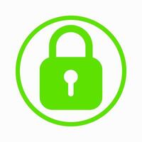 Green padlock symbol on a white background. Perfect for representing security, protection, or digital privacy concepts. vector