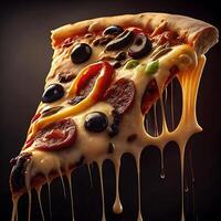A Delicious Slice of Melted Cheese Pizza with Pepperoni Olives and Vegetables photo