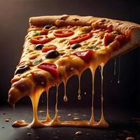 A Delicious Slice of Melted Cheese Pizza with Assorted Toppings photo