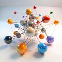 Abstract Colorful 3D Network of Interconnected Spheres Representing Complex Systems and Connections photo