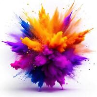 Vibrant explosion of colorful powder paints in motion, dynamic and artistic photo