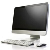 A desktop computer with a keyboard and mouse photo