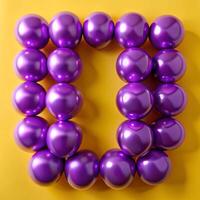 Purple Shiny Balloons Arranged in the Shape of the Letter D on a Yellow Background photo
