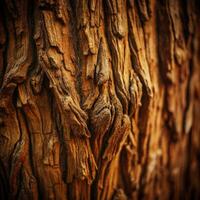Closeup Detailed View of a Tree Trunk with Deeply Textured Bark photo