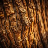 Closeup of Deeply Textured Brown Tree Bark Showing Age and Weathering photo
