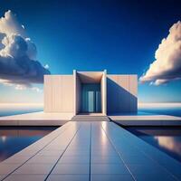 Modern Minimalist Architecture Oceanfront House Design Concept photo